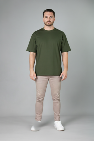 Oversized Suedine Masc Verde Militar