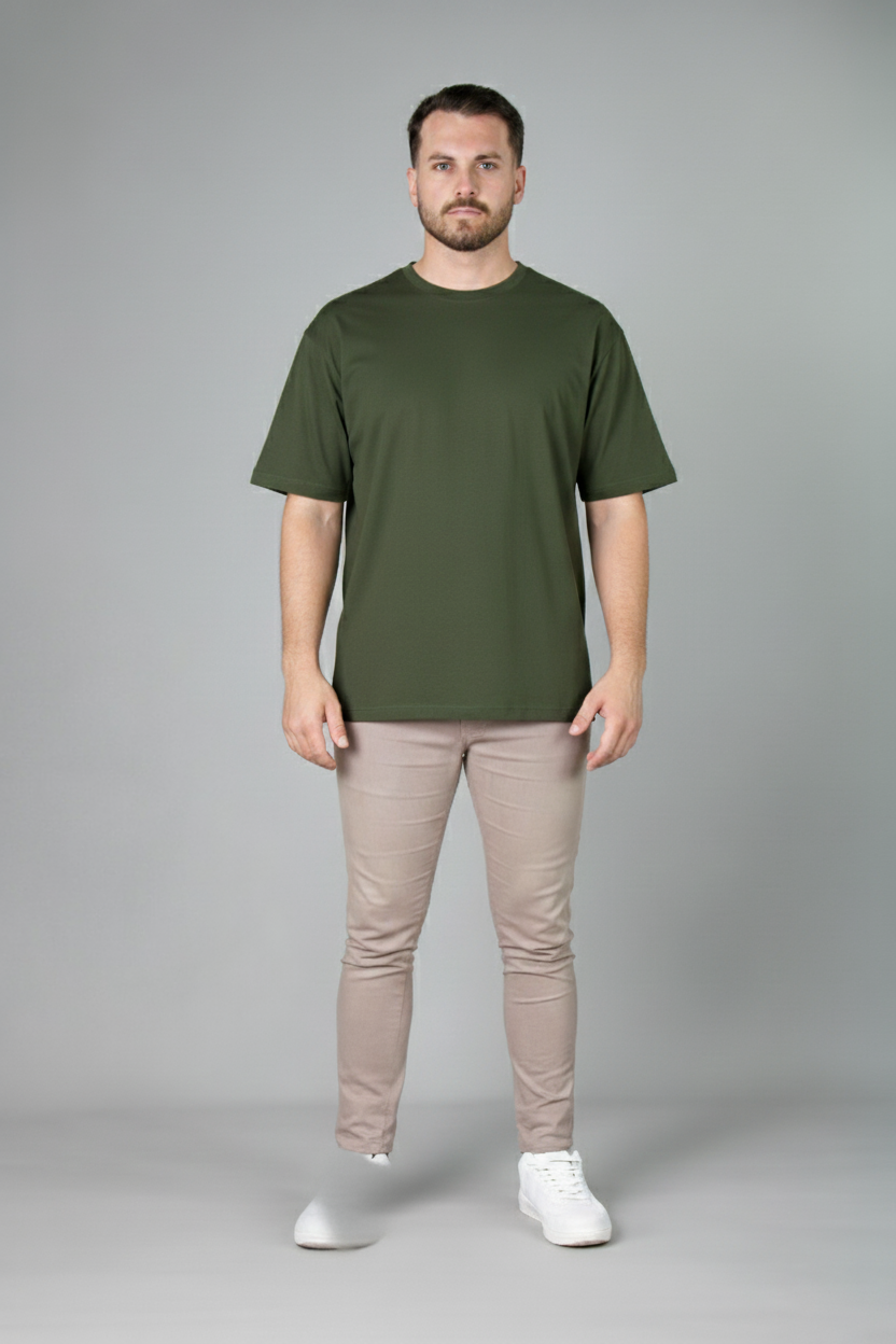 Oversized Suedine Masc Verde Militar
