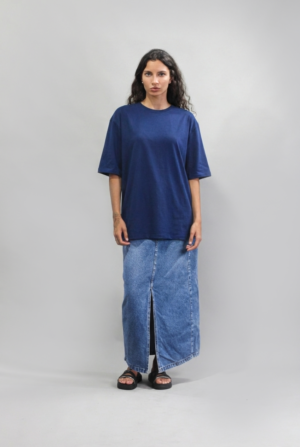 Oversized Suedine Masc Azul marinho