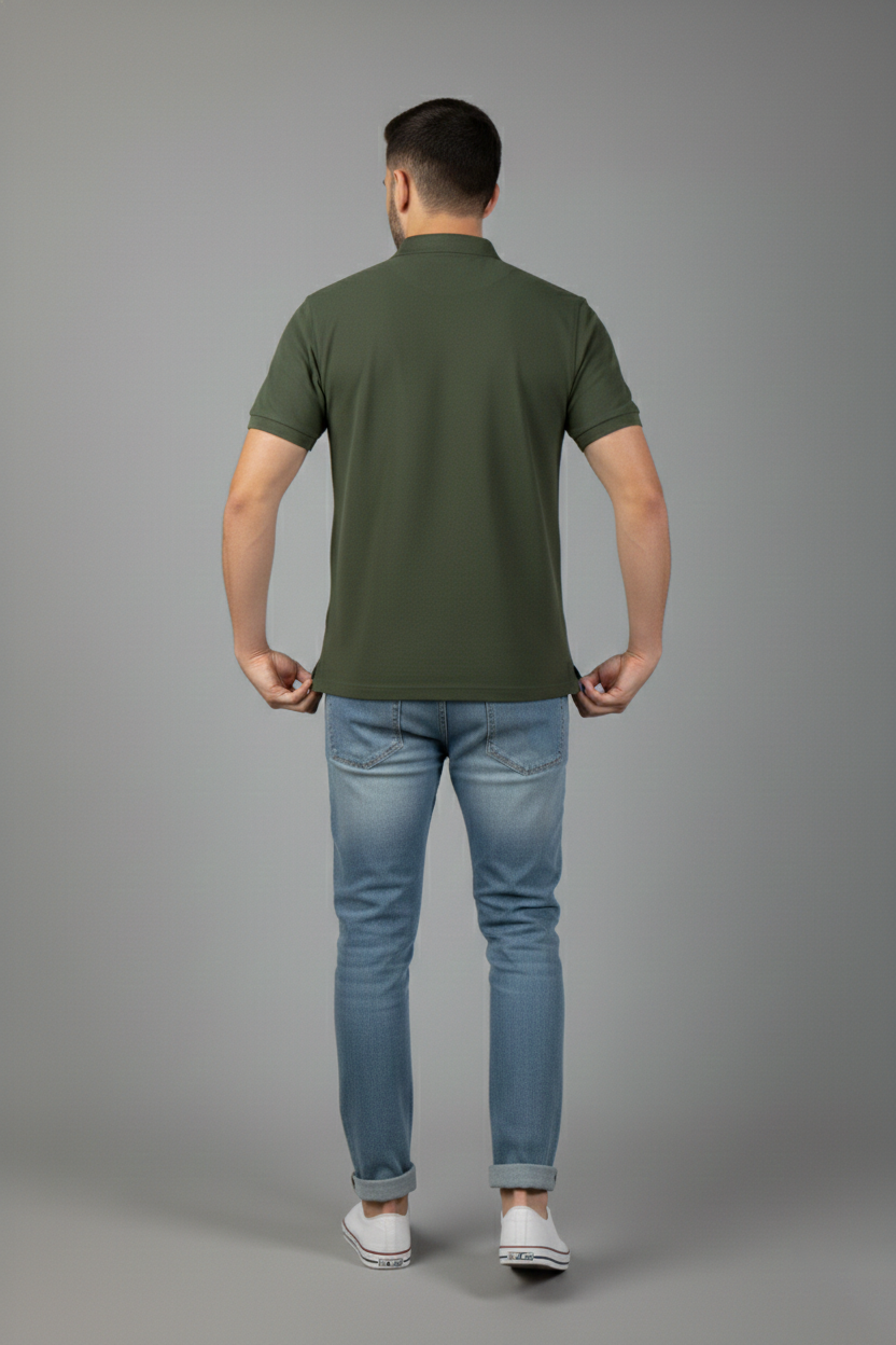 Camiseta Polo Verde Militar - Imagem 2