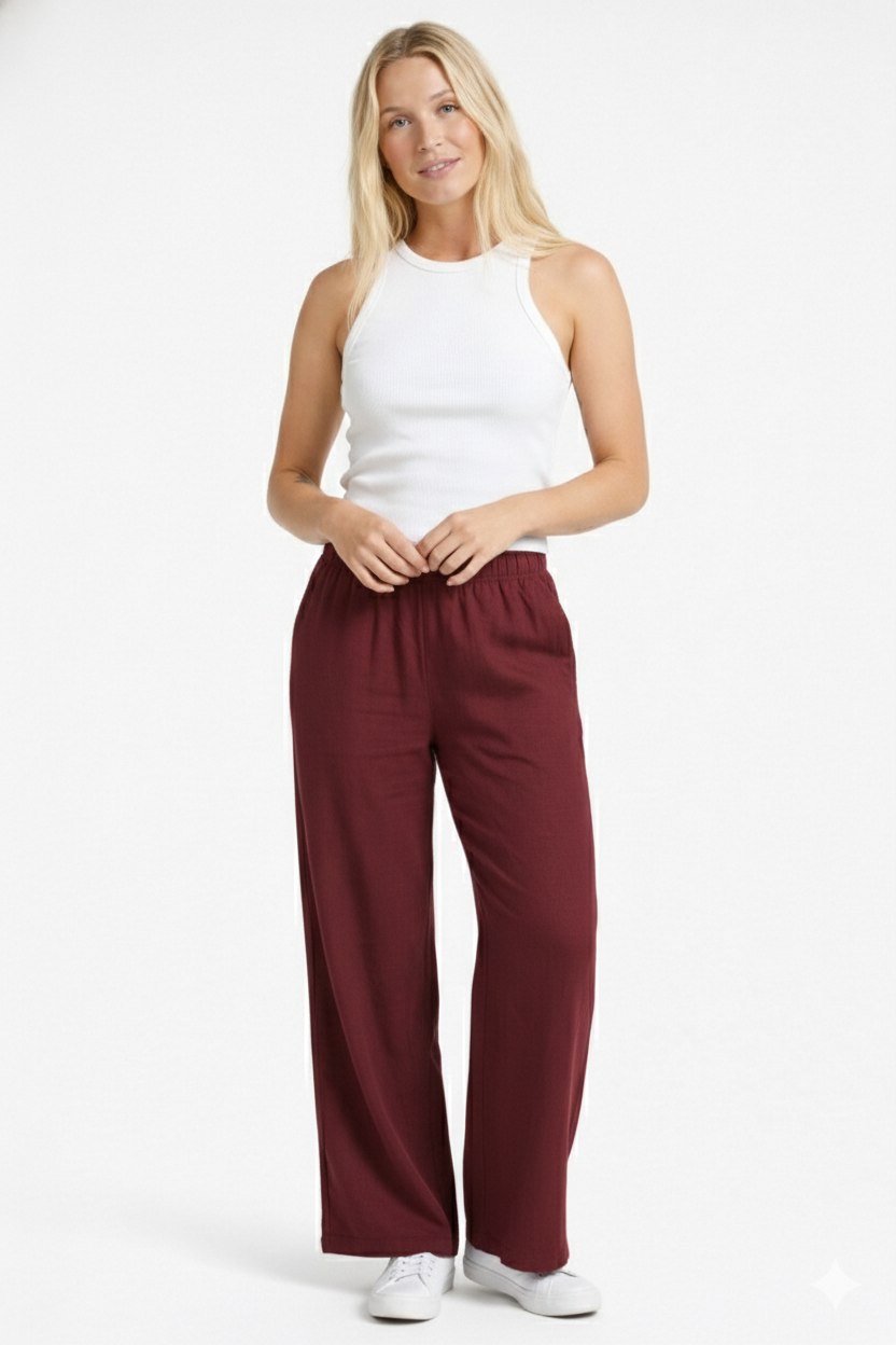 Calça Pantalona Cotton Vinho