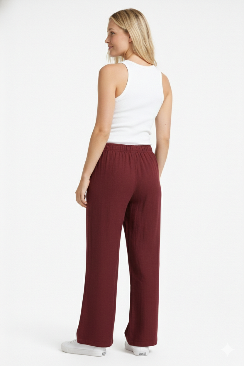Calça Pantalona Cotton Vinho - Imagem 2