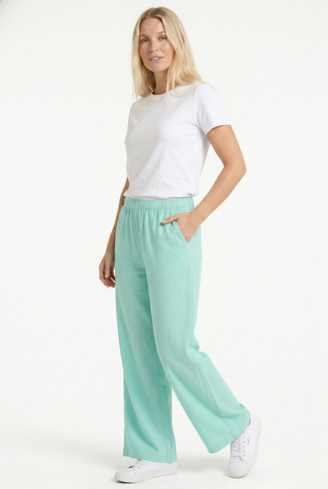 Calça Pantalona Cotton Verde agua