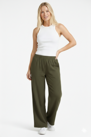 Calça Pantalona Cotton Verde Militar