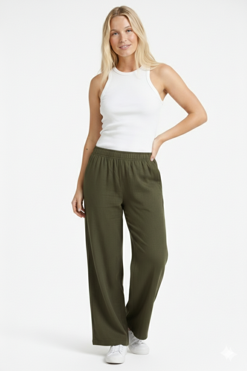 Calça Pantalona Cotton Verde Militar
